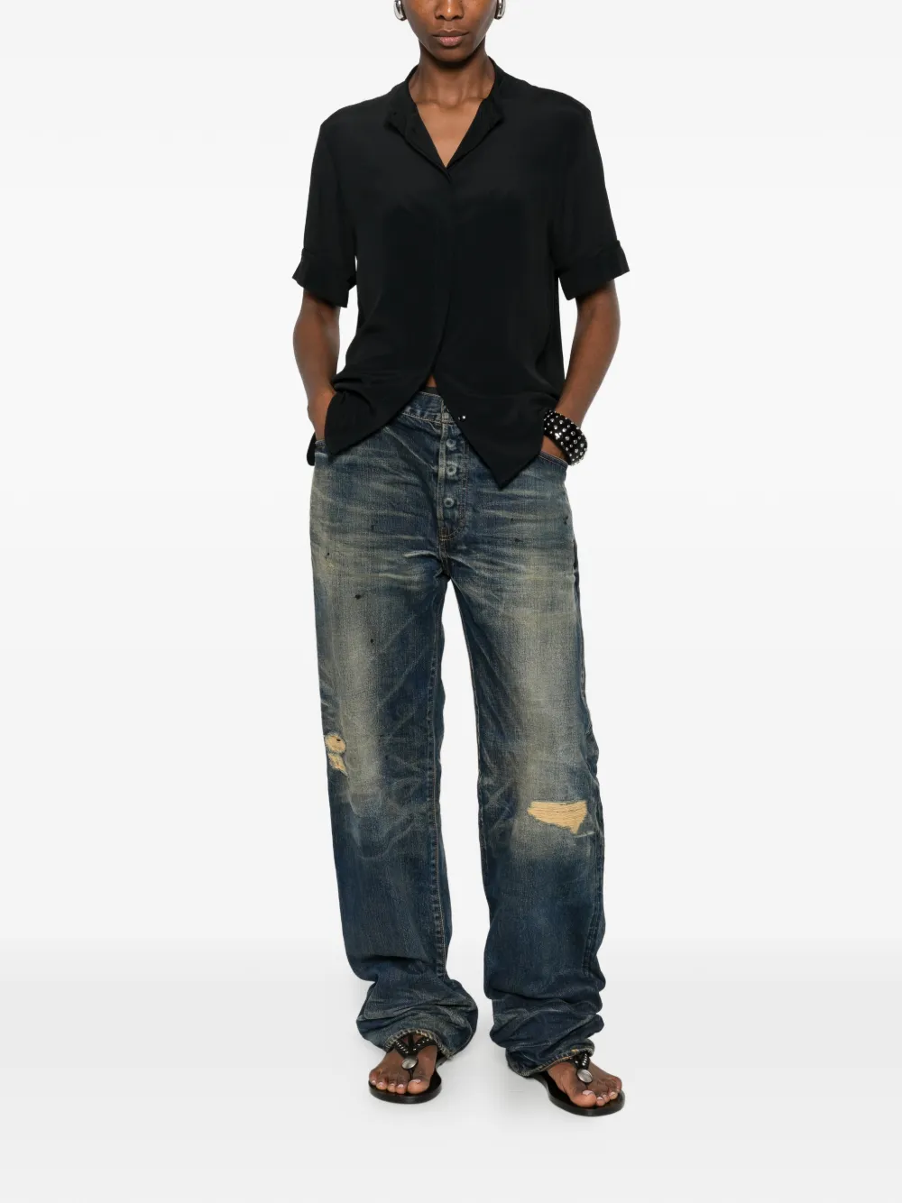 Rolled Sleeve Woven Shirt