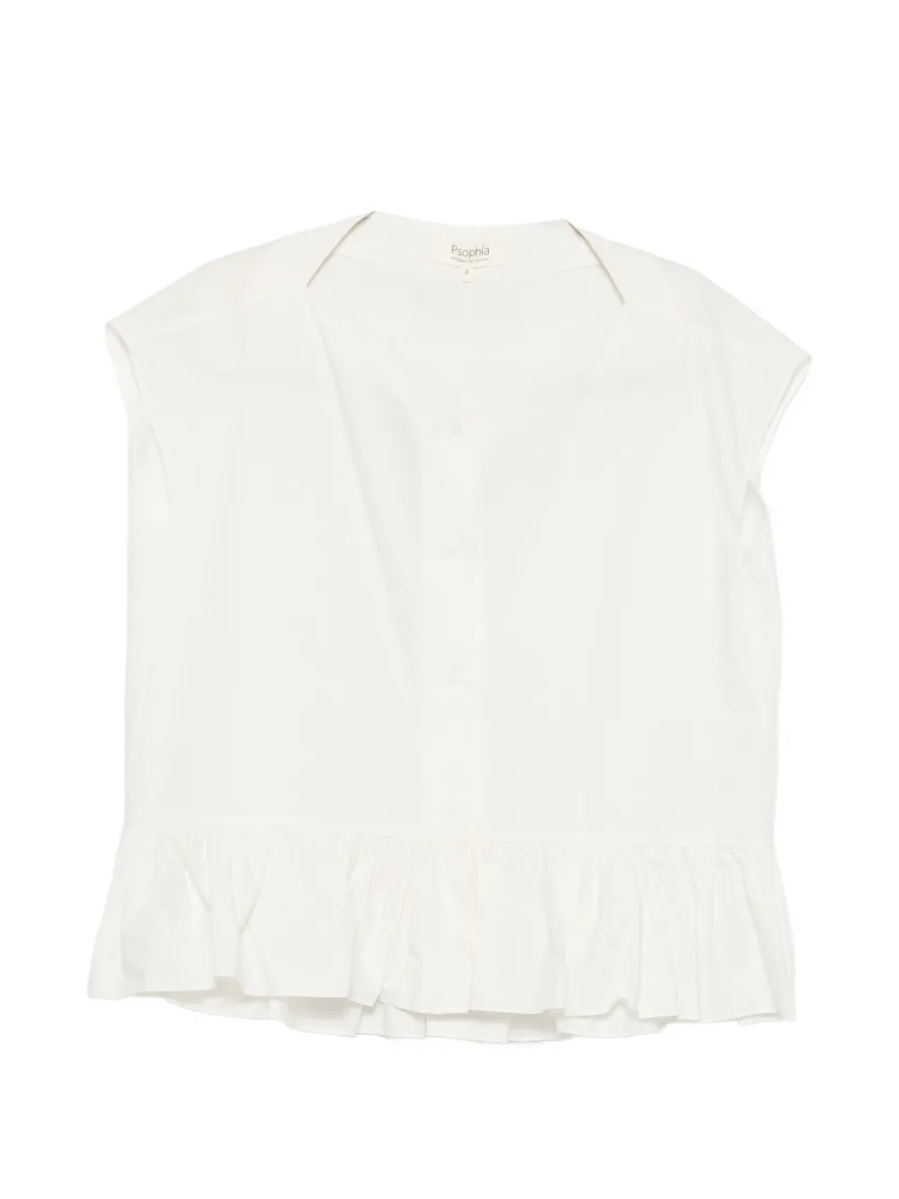 PSOPHIA ruffled-hem V-neck cotton blouse