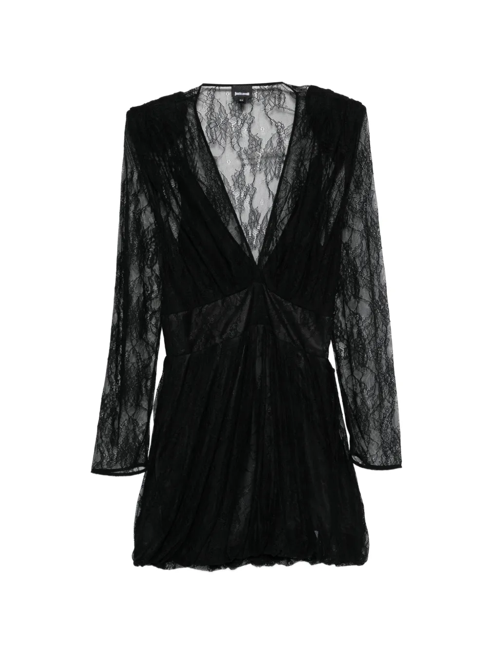 Just Cavalli lace V-neck mini dress - Nero