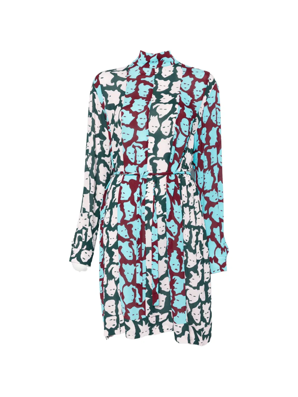 Missoni faces-print belted dress - Marrone