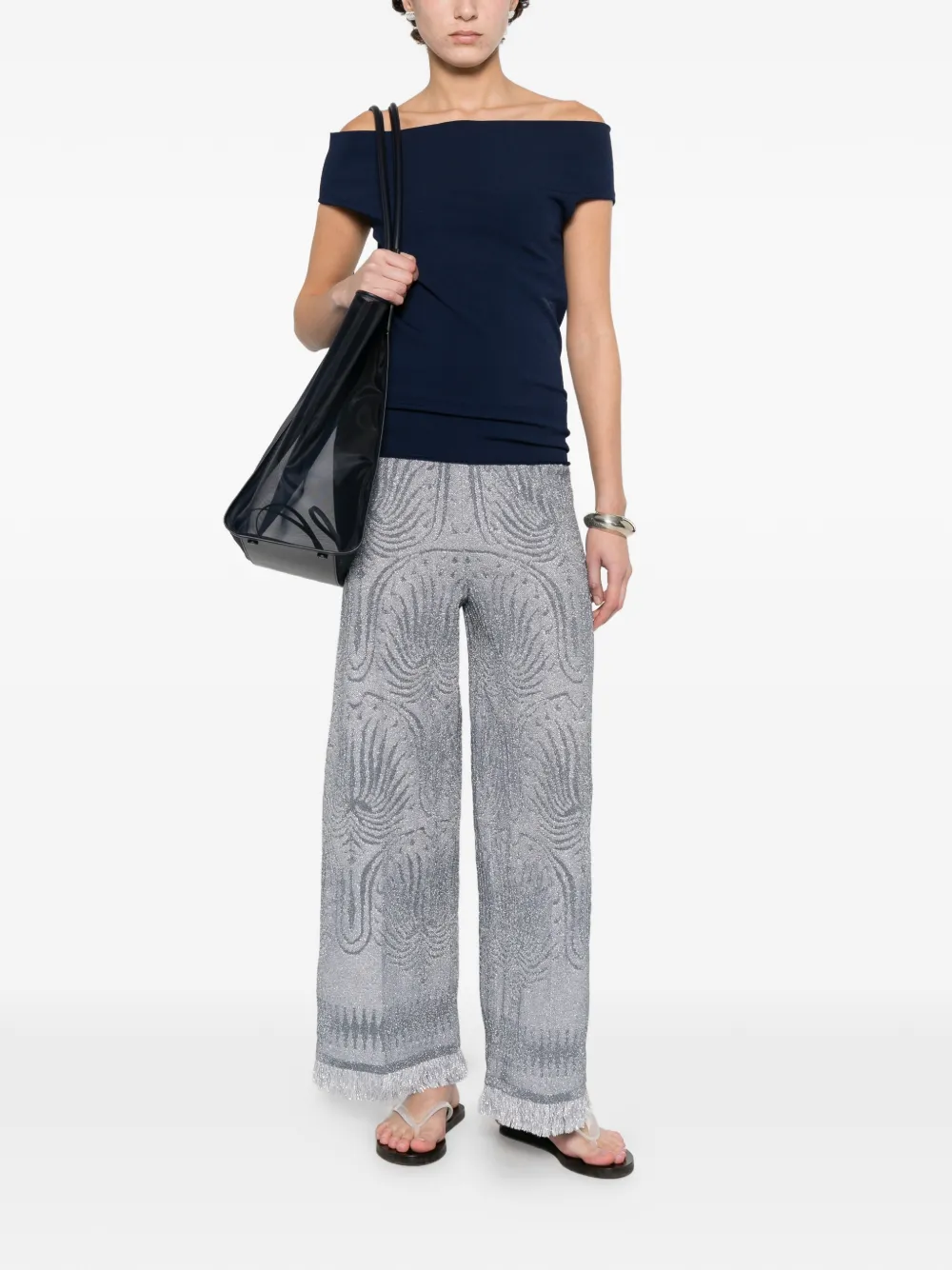  Circus Hotel Boat-neck Top - Blue 