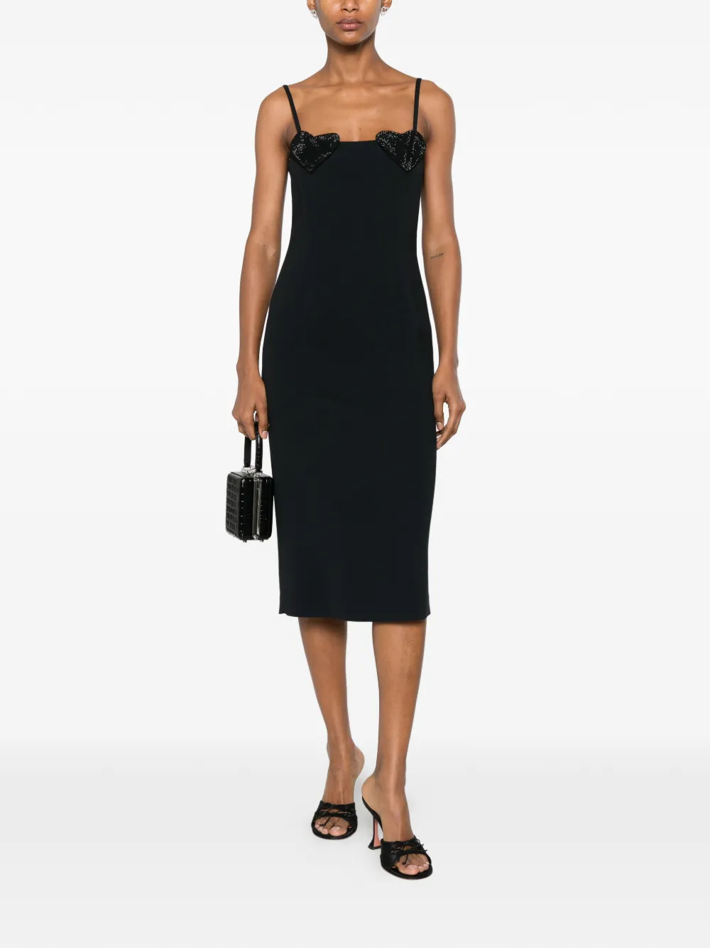 Blumarine Verfraaide midi-jurk met hartpatroon Zwart