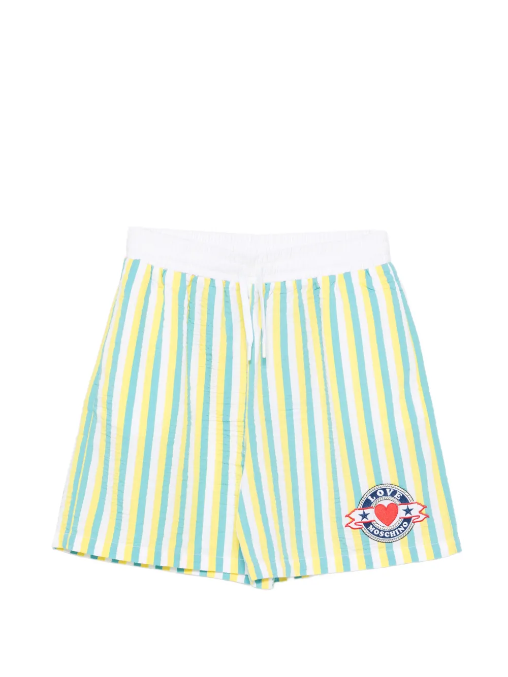 Love Moschino striped logo-patch shorts - White