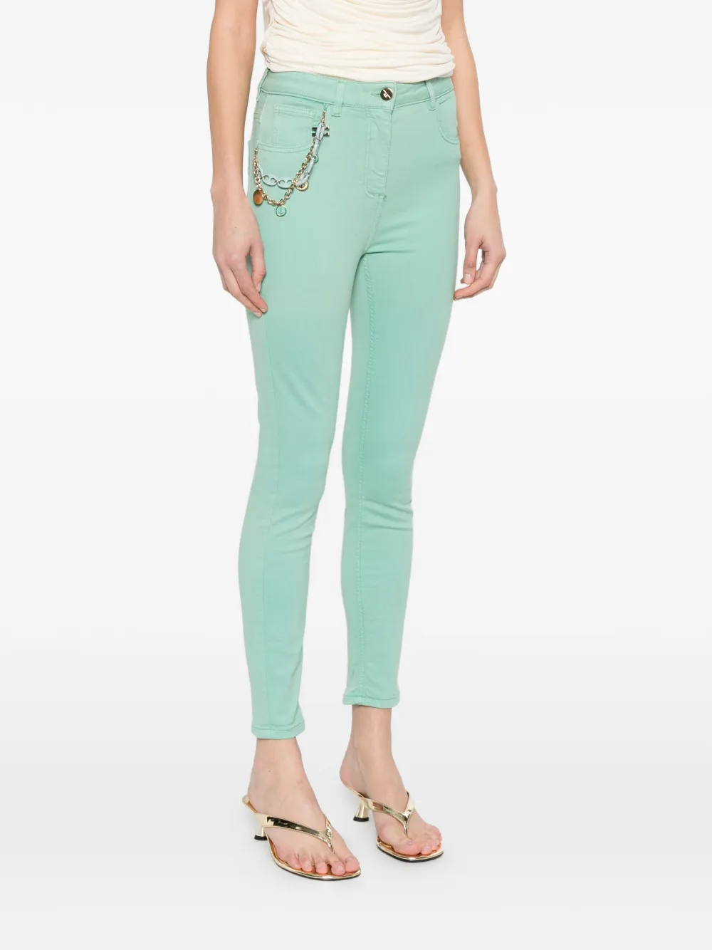  Elisabetta Franchi Vaqueros Con Charm Colgante - Verde 