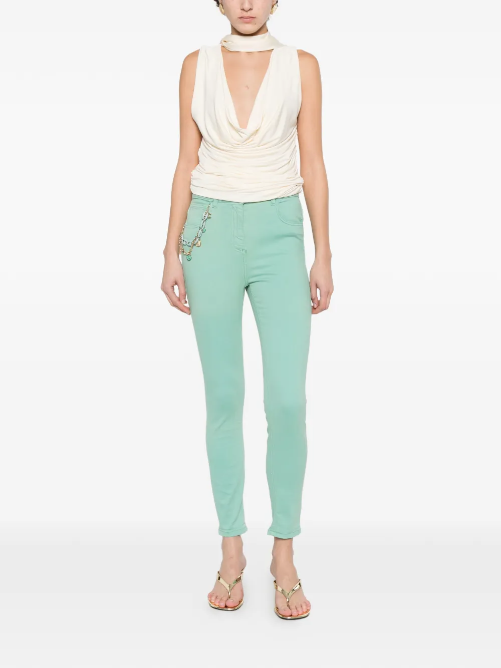  Elisabetta Franchi Vaqueros Con Charm Colgante - Verde 
