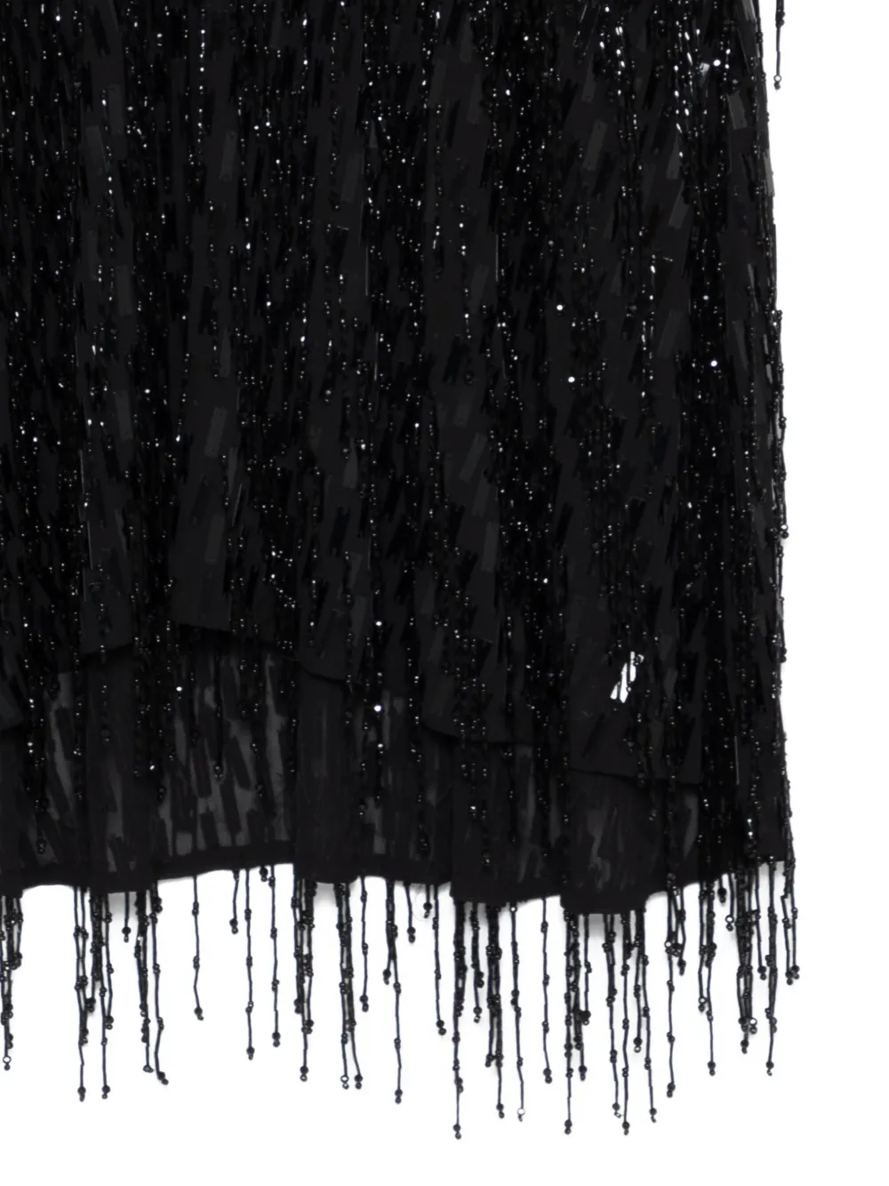  Circus Hotel Beaded Fringed Dress - Black 