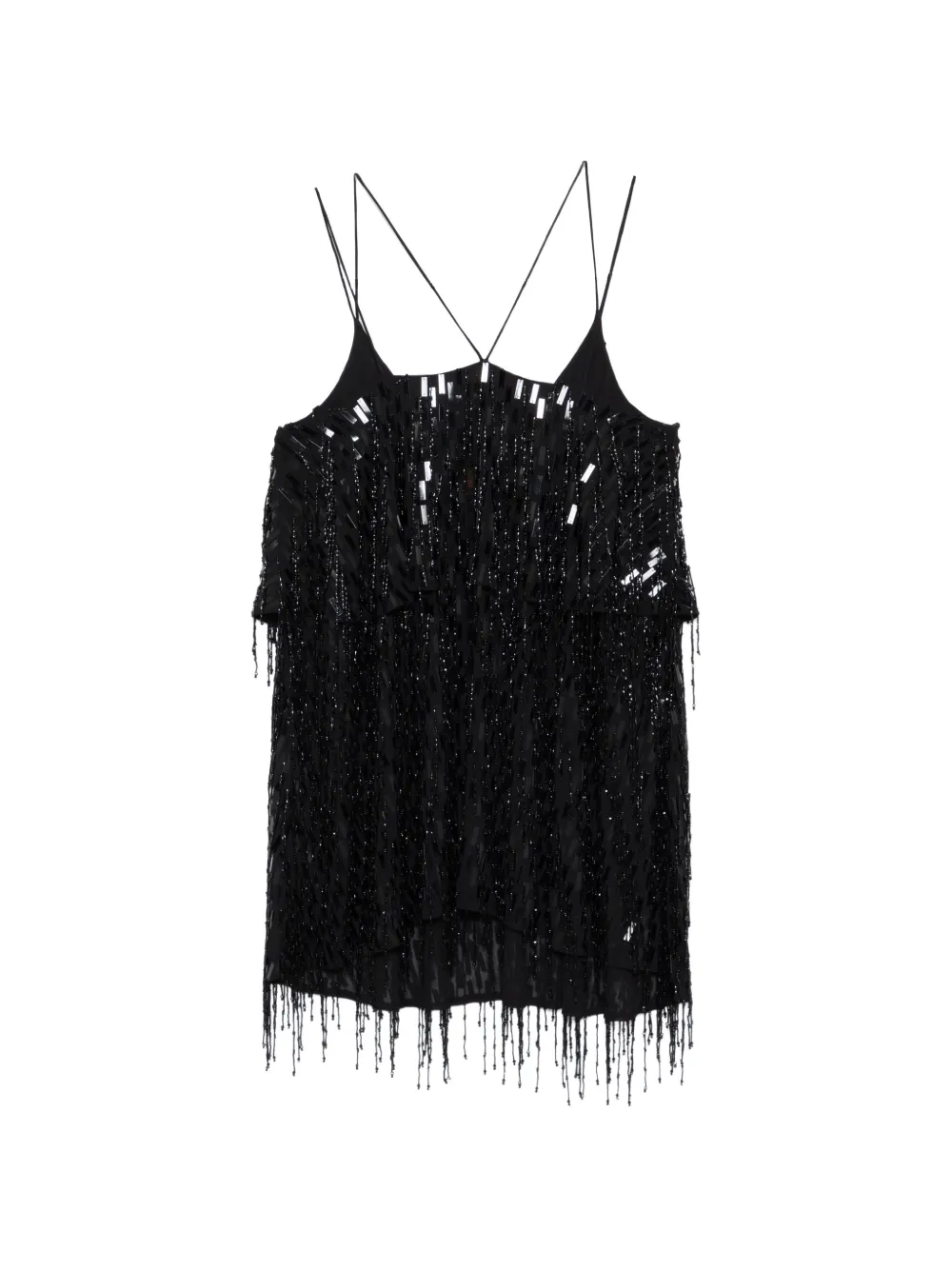  Circus Hotel Beaded Fringed Dress - Black 