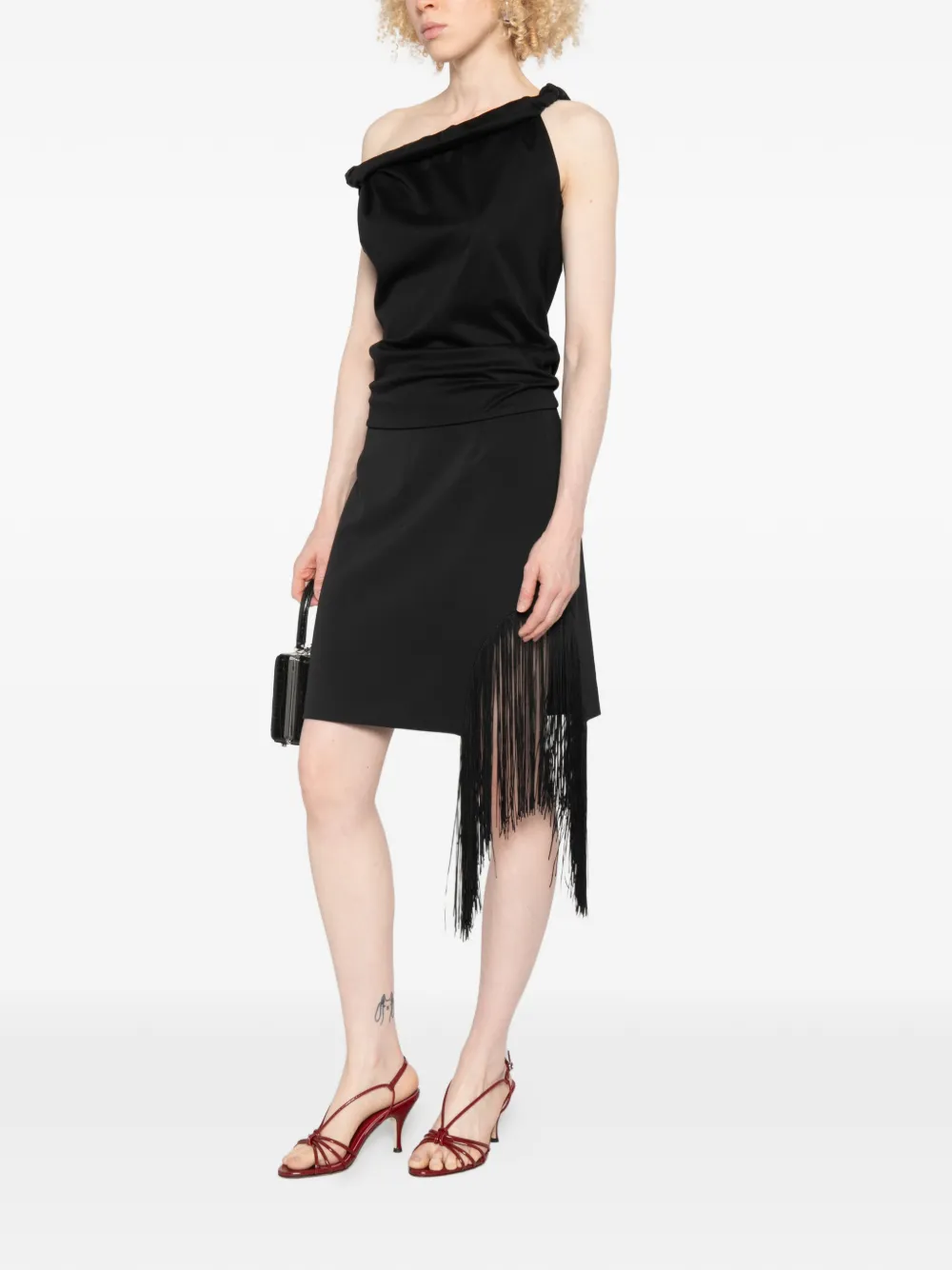 PINKO Mini-rok met franje Zwart