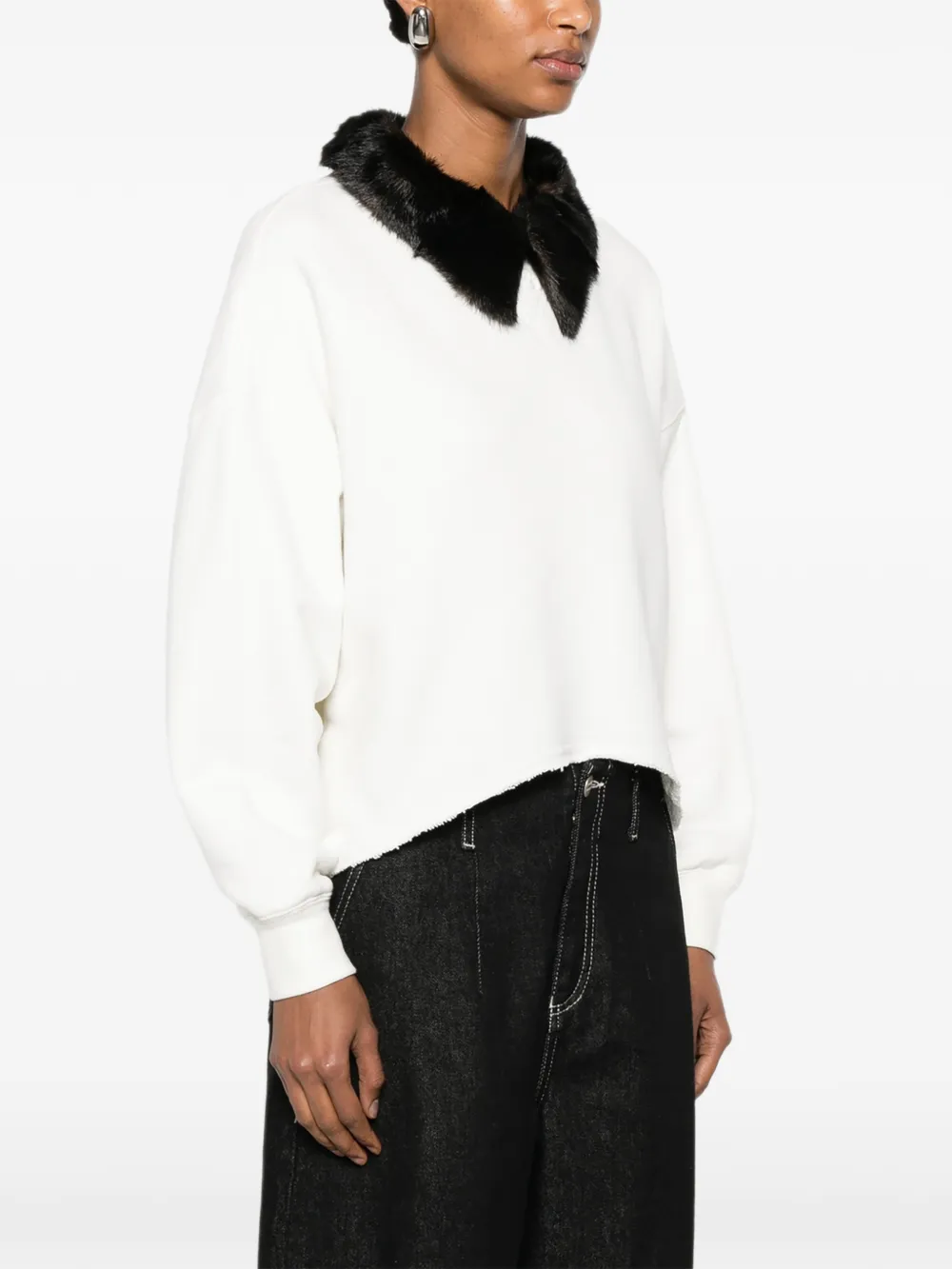  Nº21 Jersey Con Cuello De Pelo Artificial - Blanco 