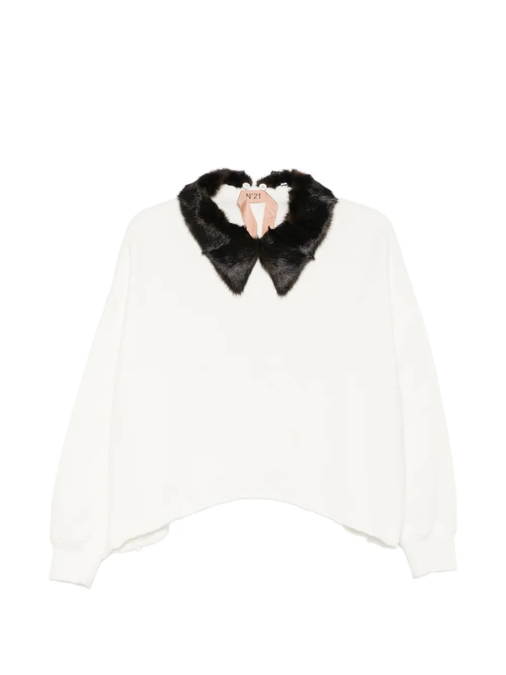 Nº21 faux-fur collar sweater - Bianco