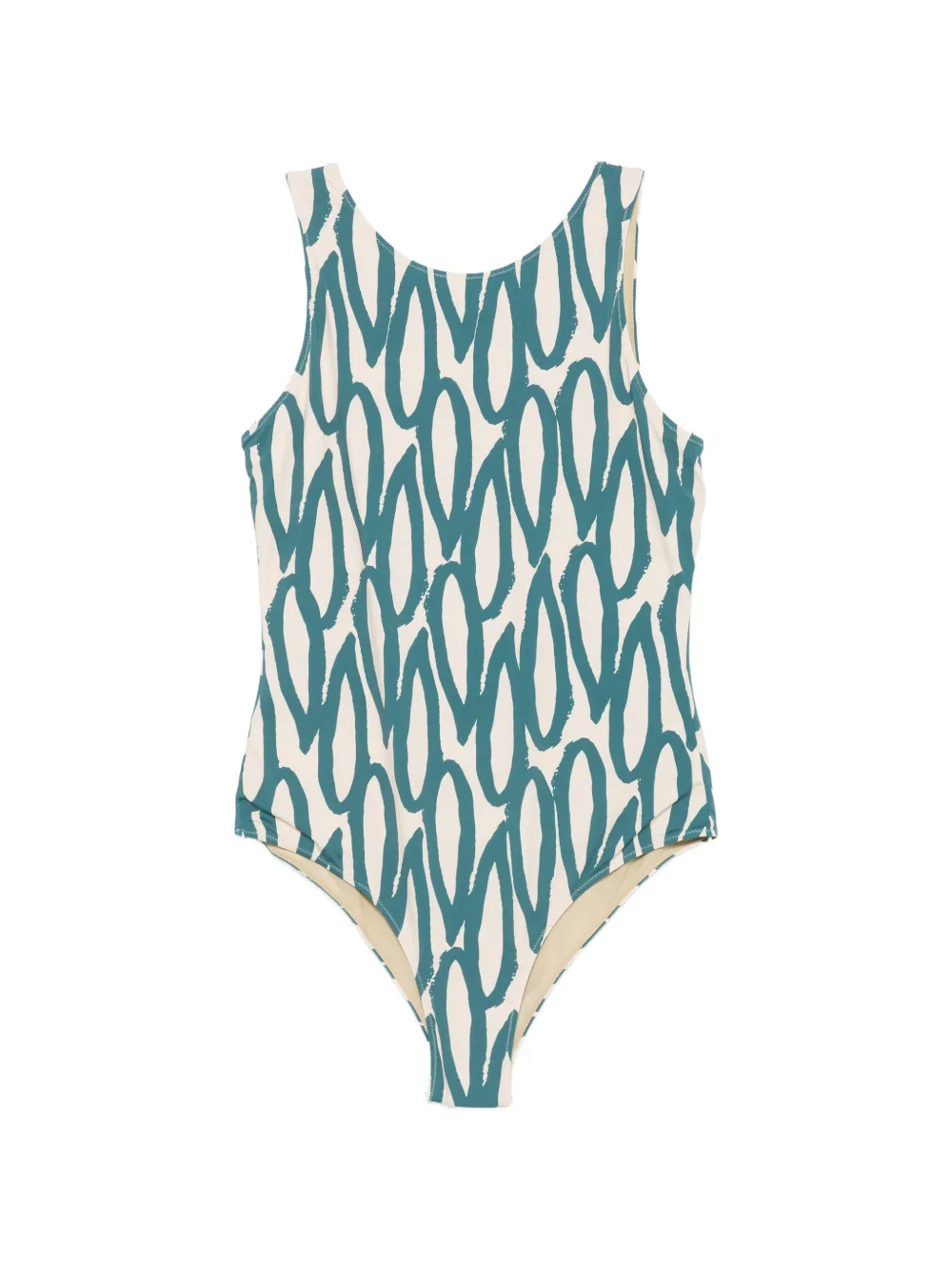 Liviana Conti Liviana abstract-print scoop-back swimsuit - Verde