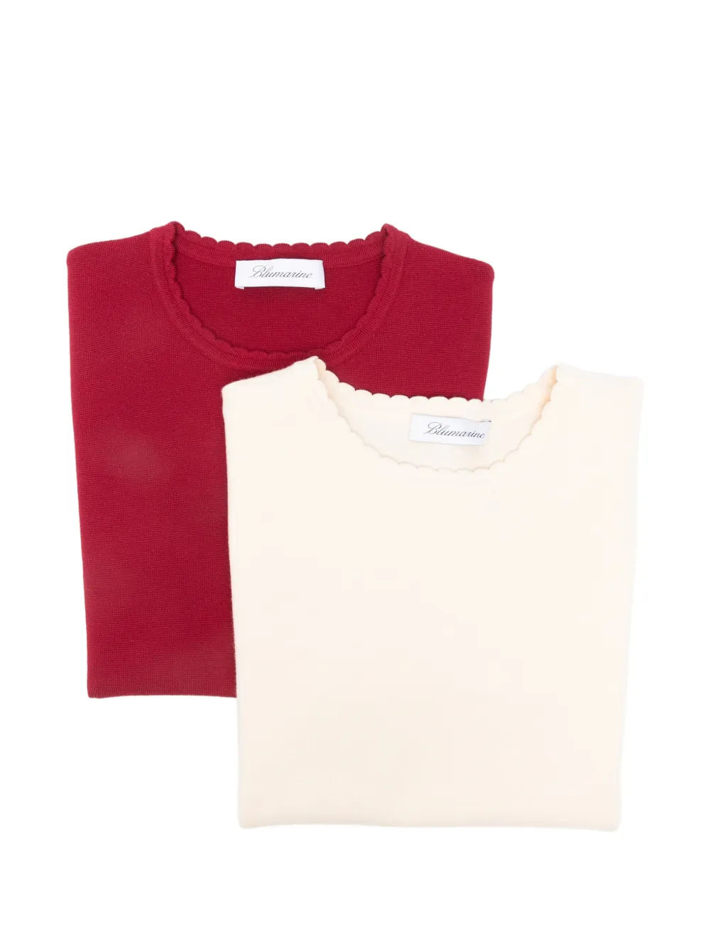 Blumarine scalloped crew neck knitwear - Rot