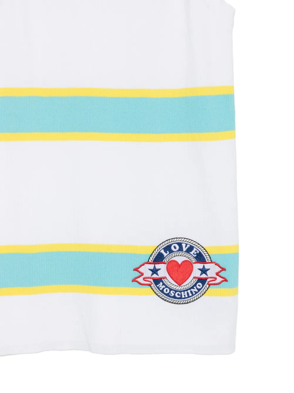 Love Moschino striped-pattern logo-patch top Wit