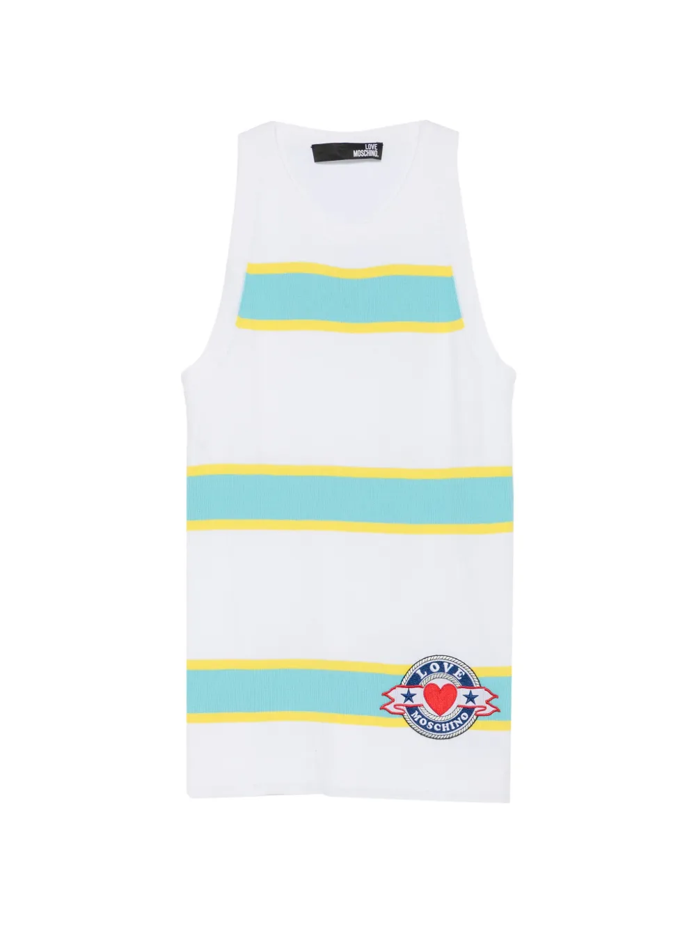 Love Moschino striped-pattern logo-patch top - Bianco