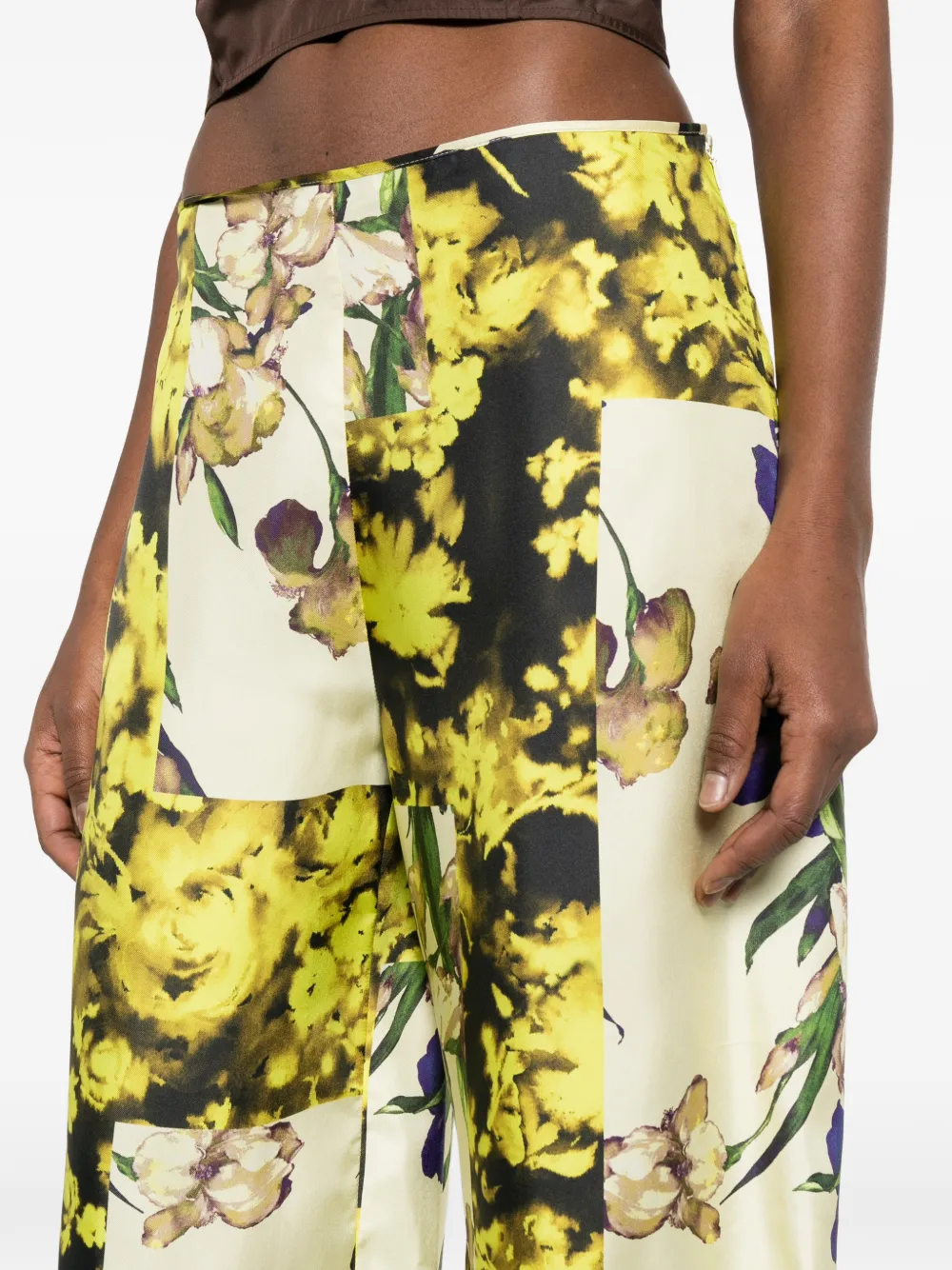 Erika Cavallini Broek met bloemenprint Groen
