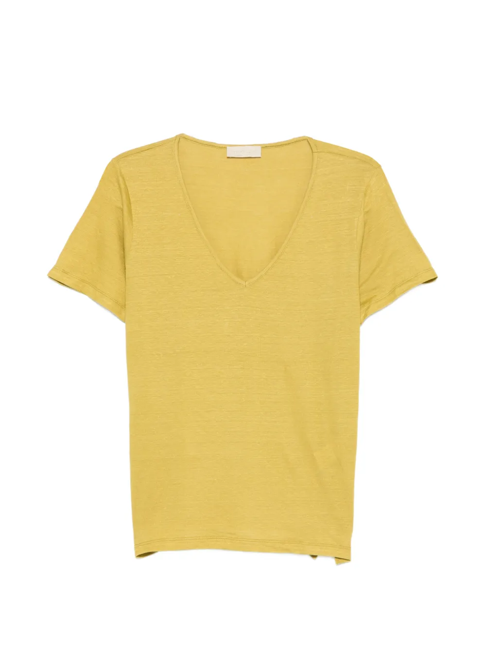 MOMONÌ V-neck short-sleeved linen T-shirt - Giallo