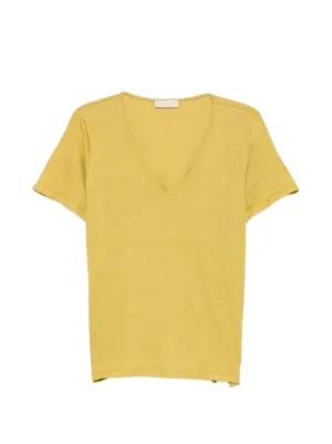 CHANEL Pre-Owned 1997 CC logo-embroidered Cropped T-shirt | Yellow
