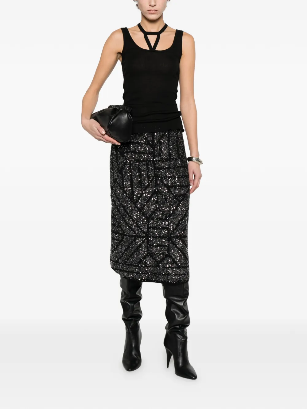  Circus Hotel Halterneck Top - Black 