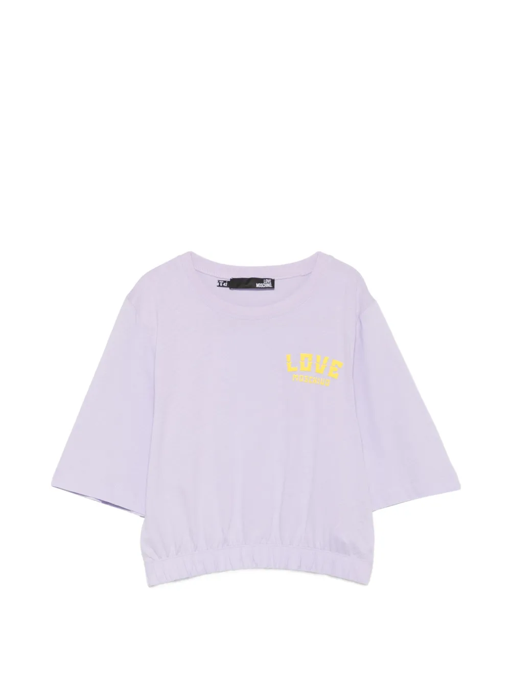 Love Moschino logo-print elasticated-hem T-shirt - Viola