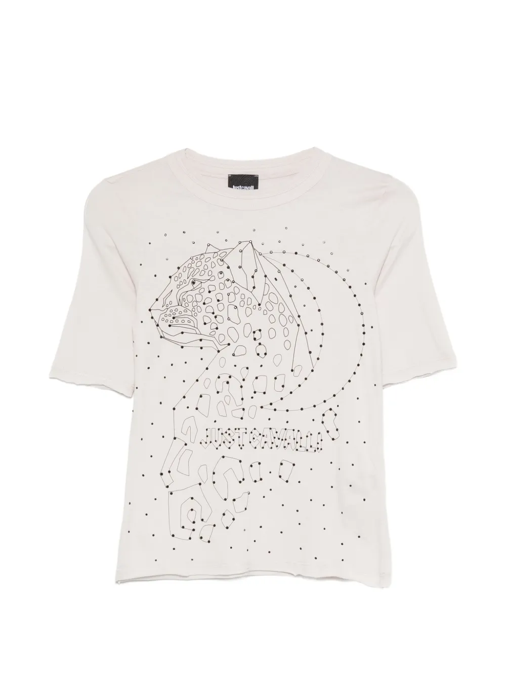 Just Cavalli graphic-print raw-edge T-shirt - Nude