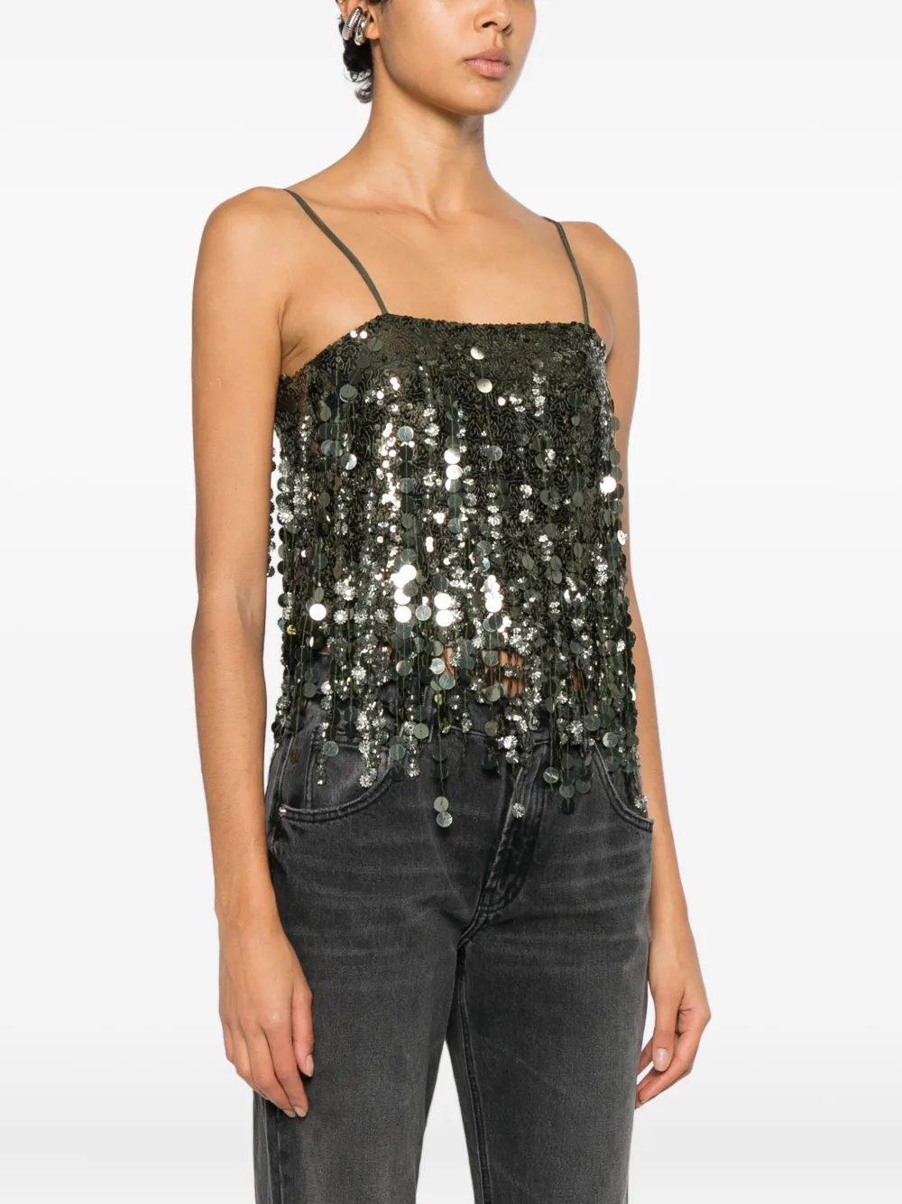 Blumarine Sequin Top In Green