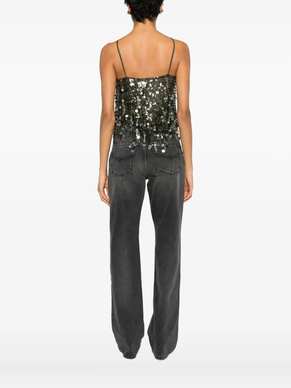 Blumarine Sequin Top In Green