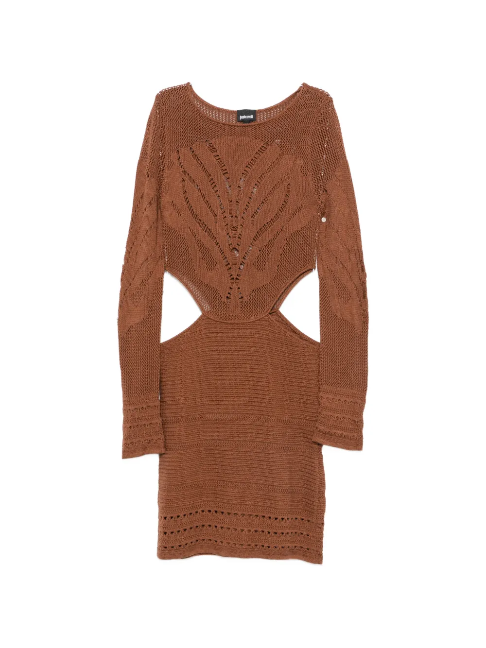 Just Cavalli cut-out crochet-knit mini dress - Marrone