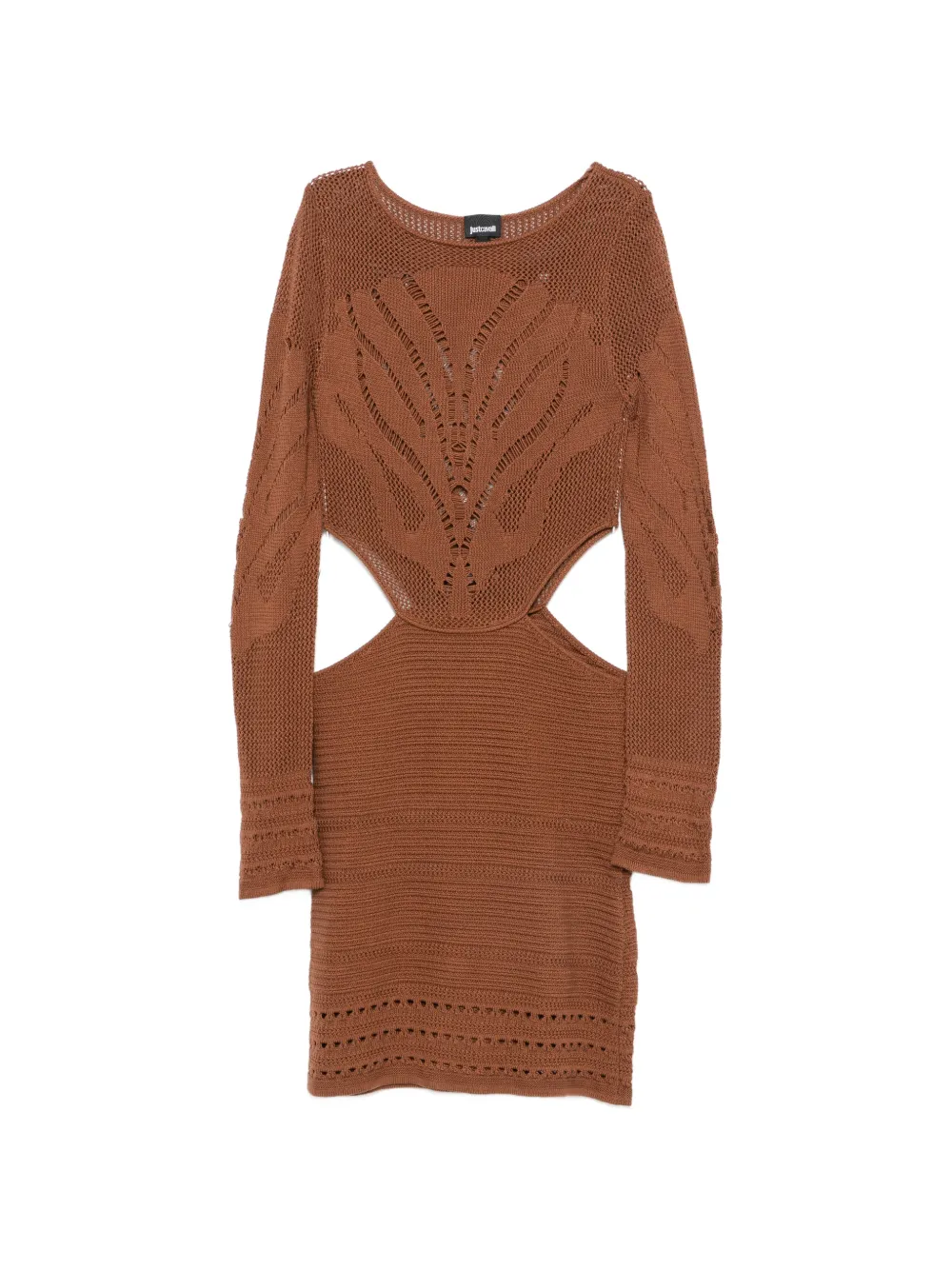 Just Cavalli cut-out crochet-knit mini dress - Braun