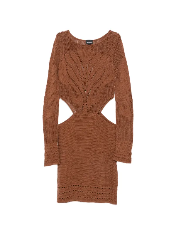 Just Cavalli cut-out crochet-knit Mini Dress | Brown