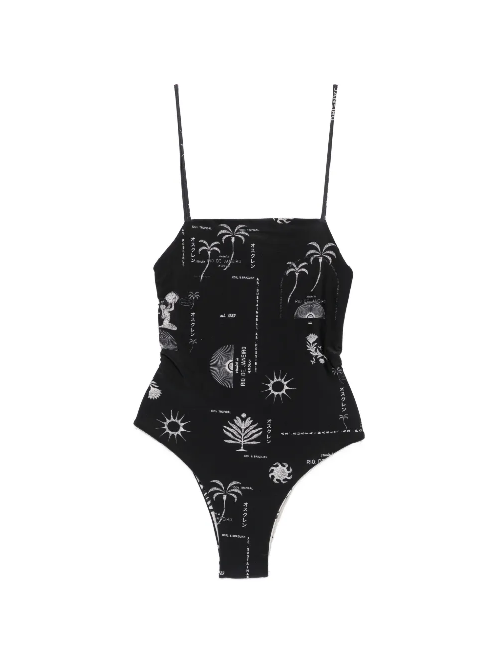 Osklen Graphic-print Cross-back Swimsuit In Black