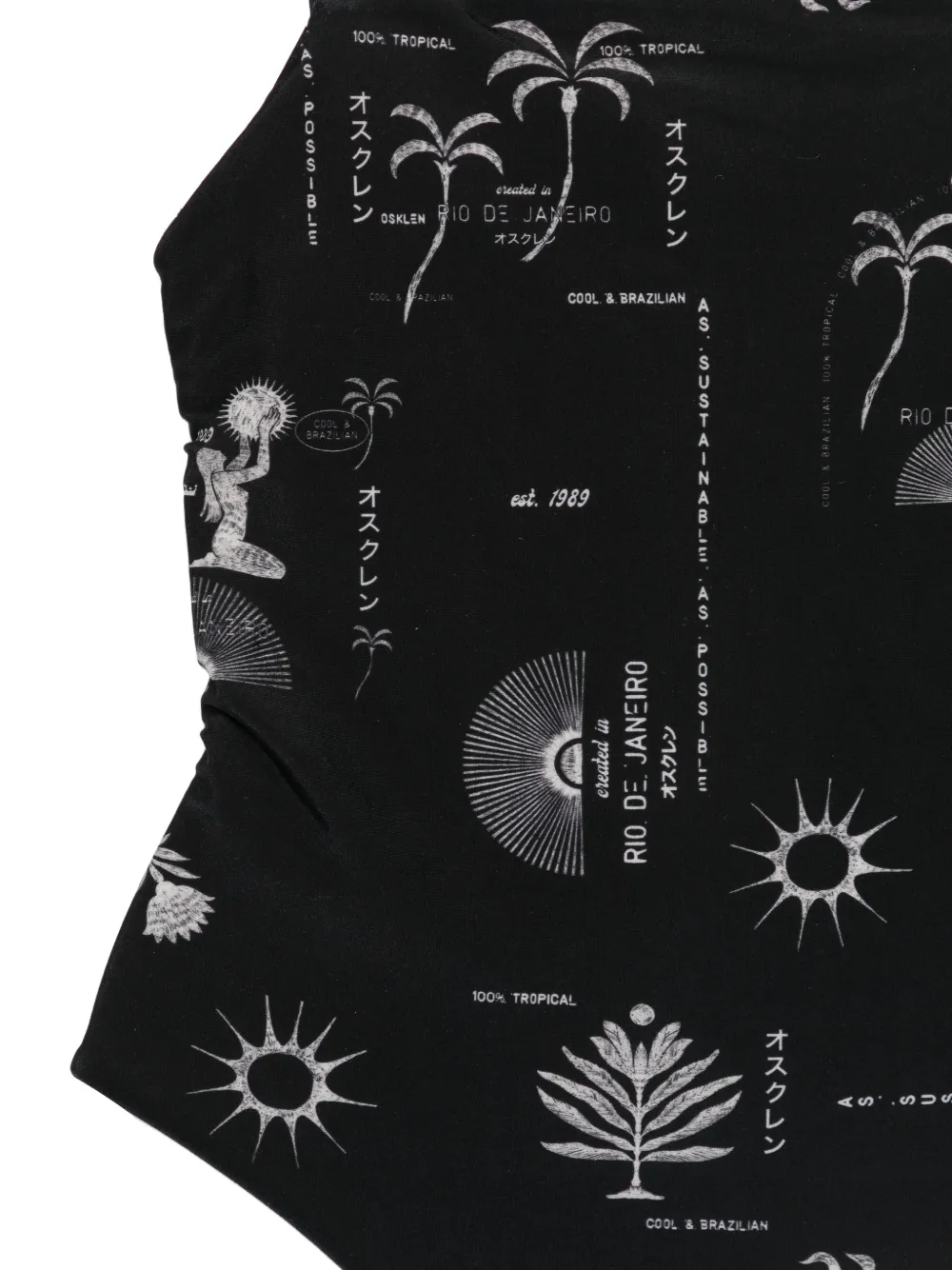 Osklen grafische print badpak met gekruiste rug Zwart