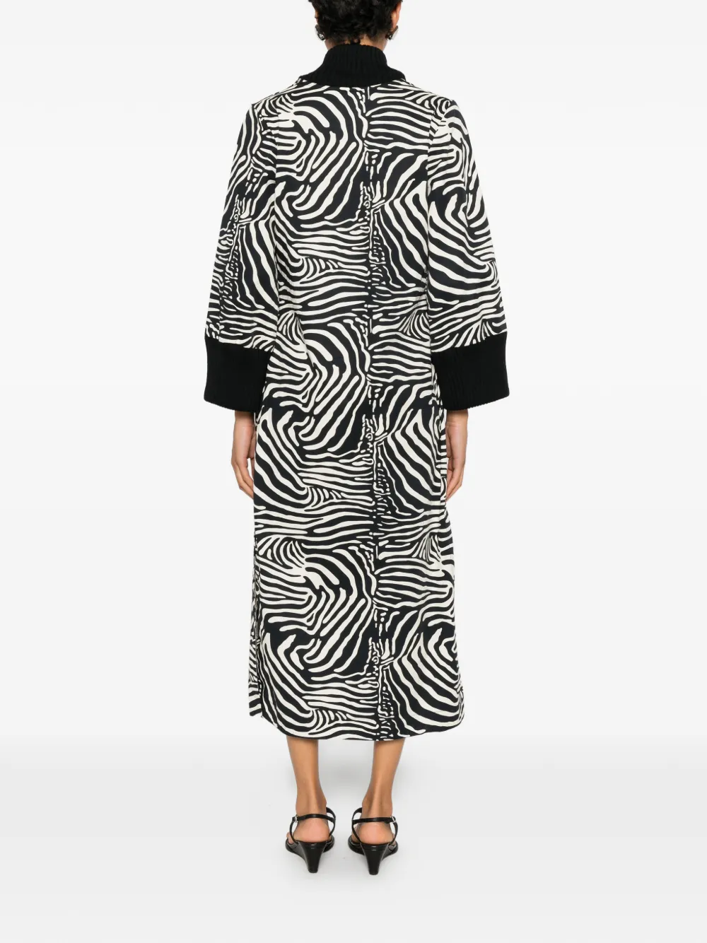 By Malene Birger Moldoa midi-jurk met zebraprint en geribbelde afwerking Wit