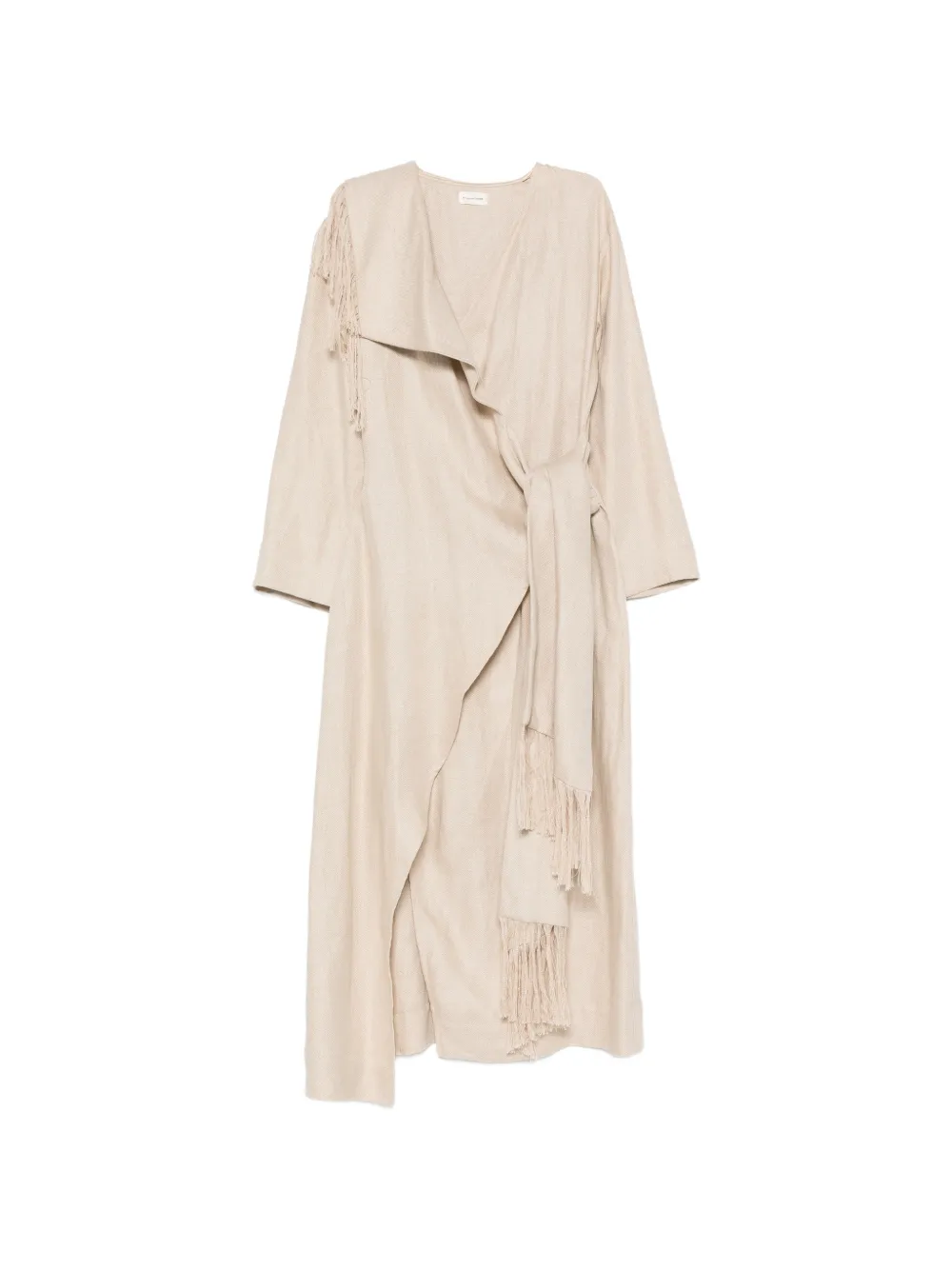 By Malene Birger Gewickeltes Hanassa Midikleid mit Fransen - Nude