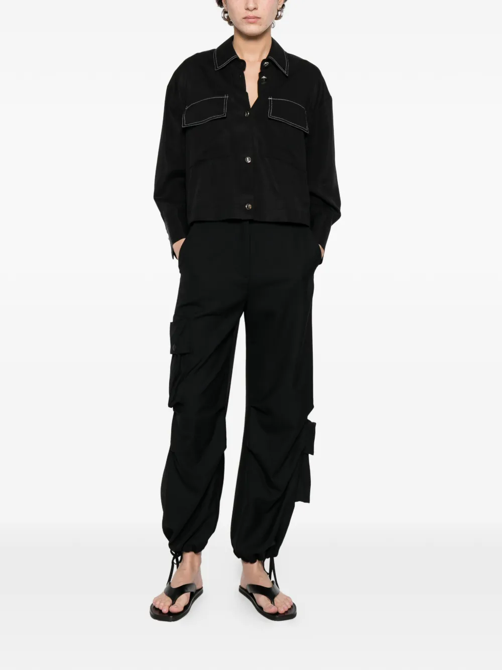  Erika Cavallini Button-fastening Cargo Pants - Black 