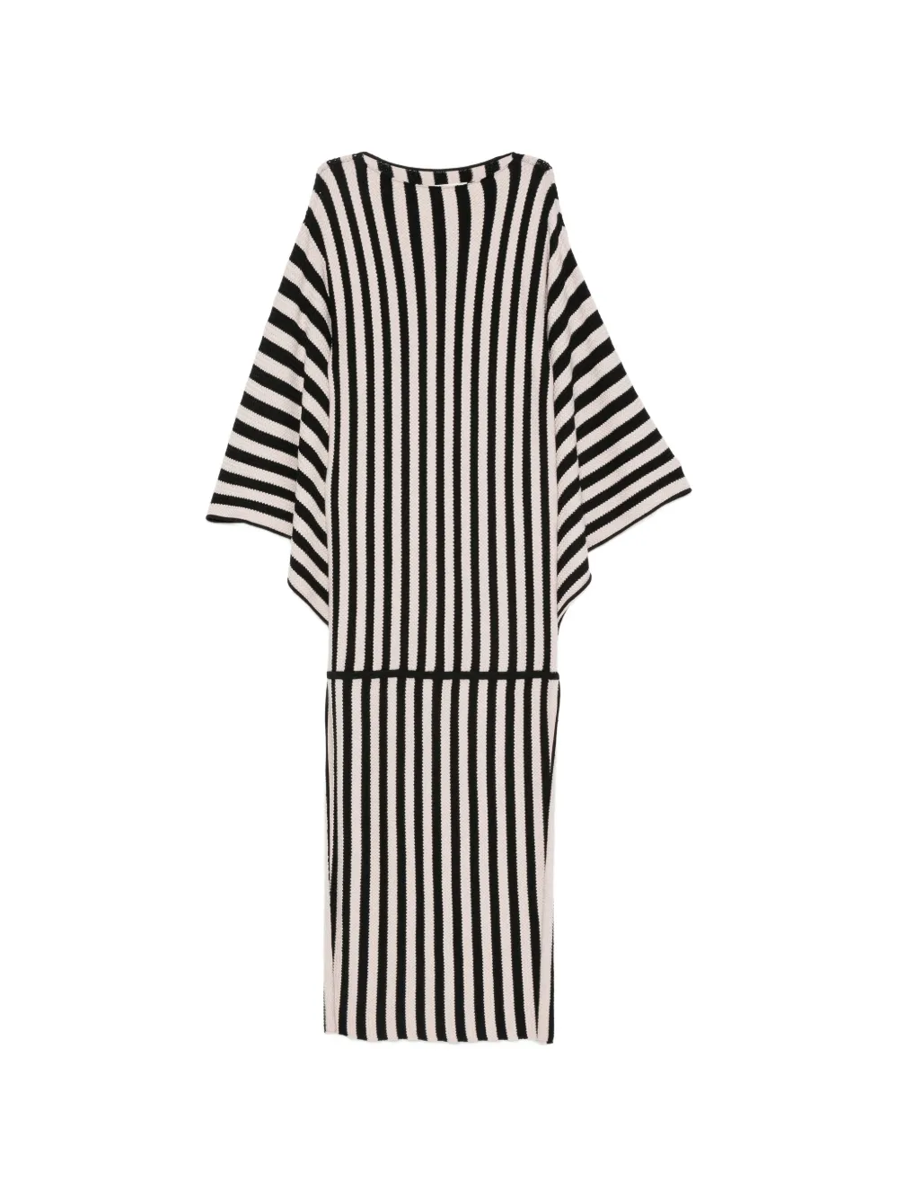 By Malene Birger Gestreiftes Gerta Maxikleid im Cape-Stil - Schwarz