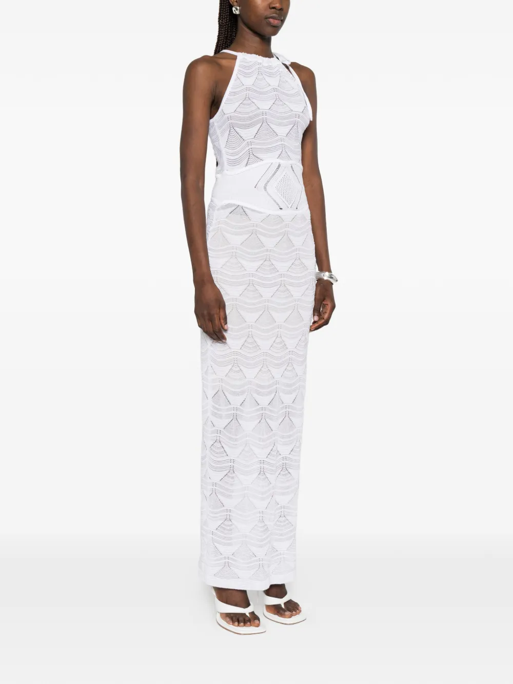 Just Cavalli Jurk met gestrikte hals en patroon Wit