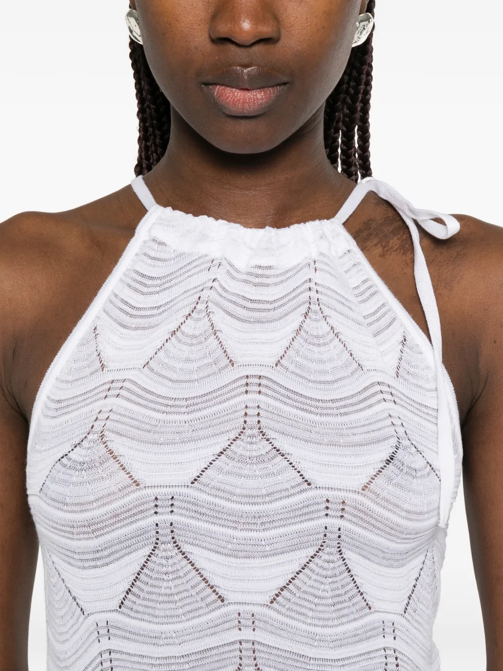 Just Cavalli Jurk met gestrikte hals en patroon Wit