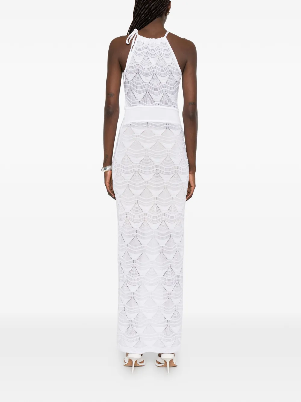 Just Cavalli Jurk met gestrikte hals en patroon Wit