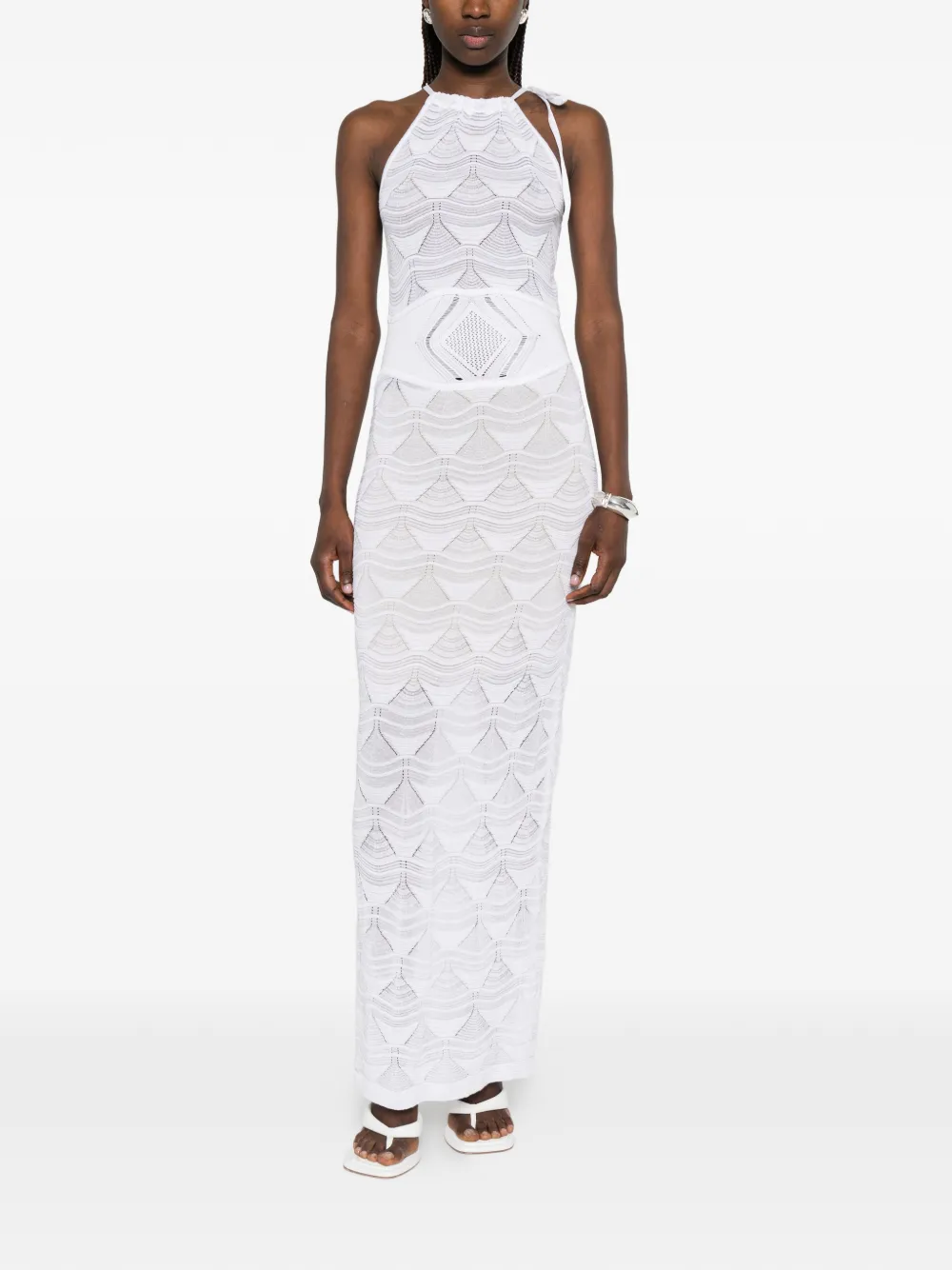 Just Cavalli Jurk met gestrikte hals en patroon Wit