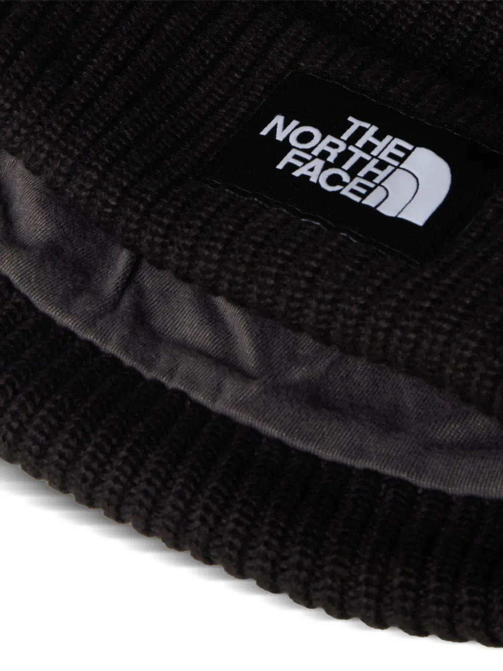 The North Face Kids Ribbed logo-patch hat - Zwart