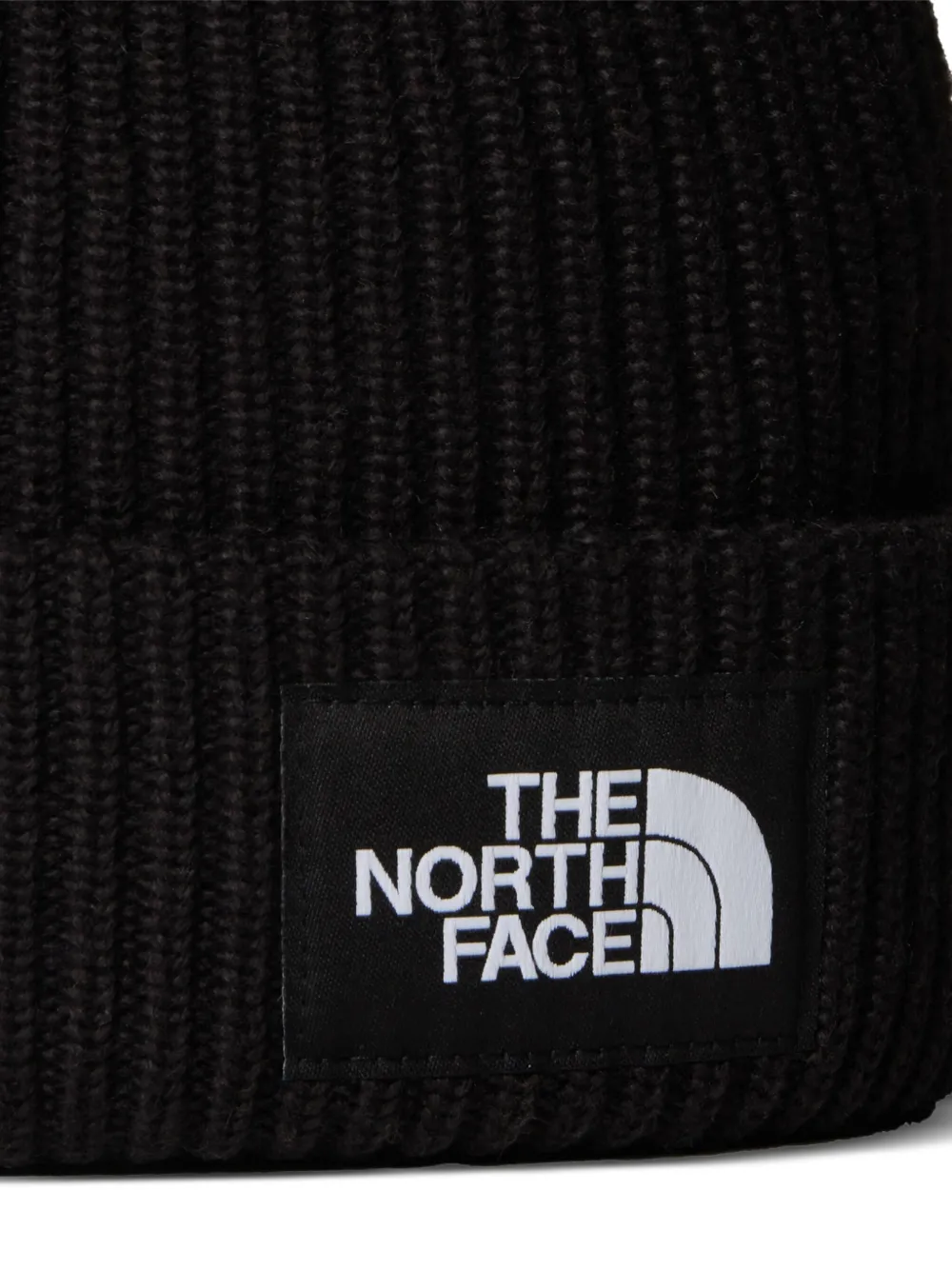 The North Face Kids Geribbelde muts met logopatch Zwart