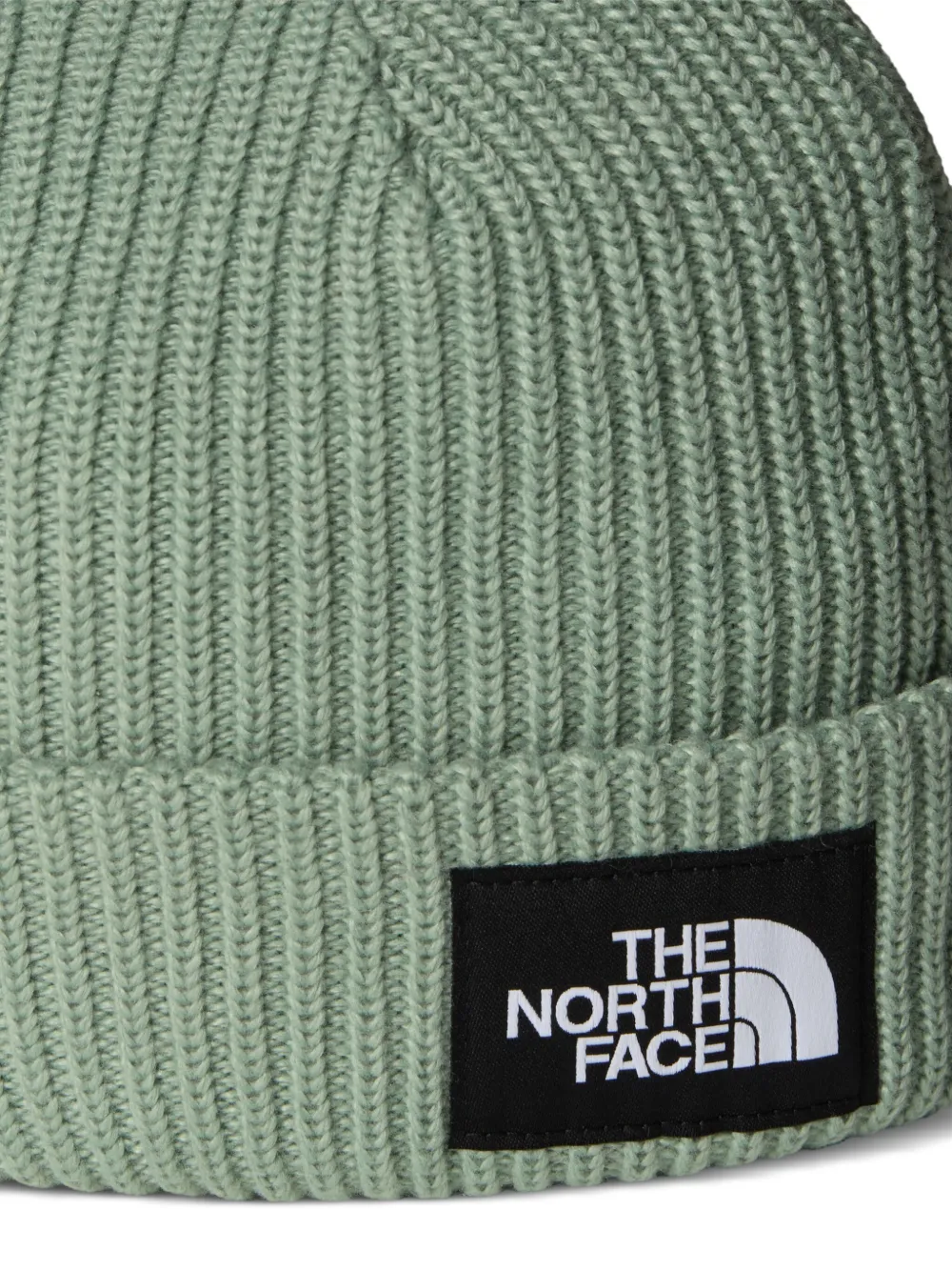 The North Face Kids Geribbelde muts met logopatch Groen