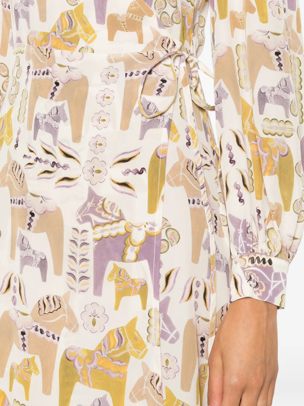 MOMONÌ Maxi-jurk met paardenprint Beige