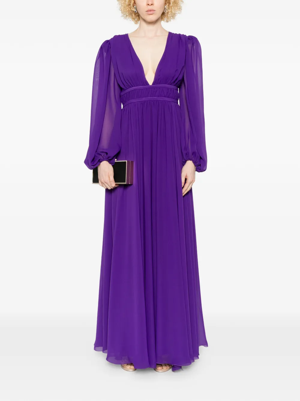 PINKO Pelagos maxi-jurk met V-hals Paars