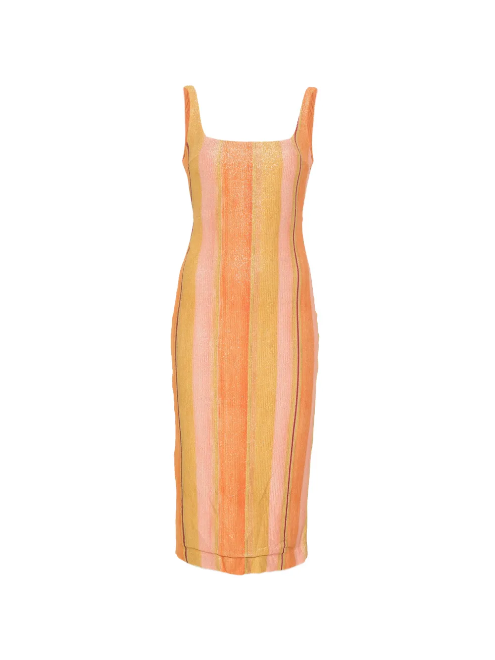 Água de Coco striped scoop-neck midi dress - Orange
