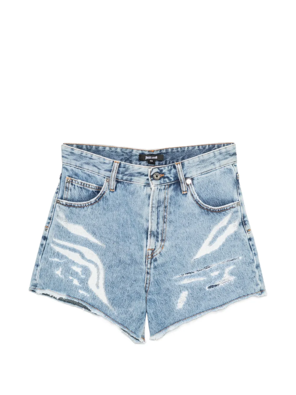 Just Cavalli distressed raw-cut shorts - Blu