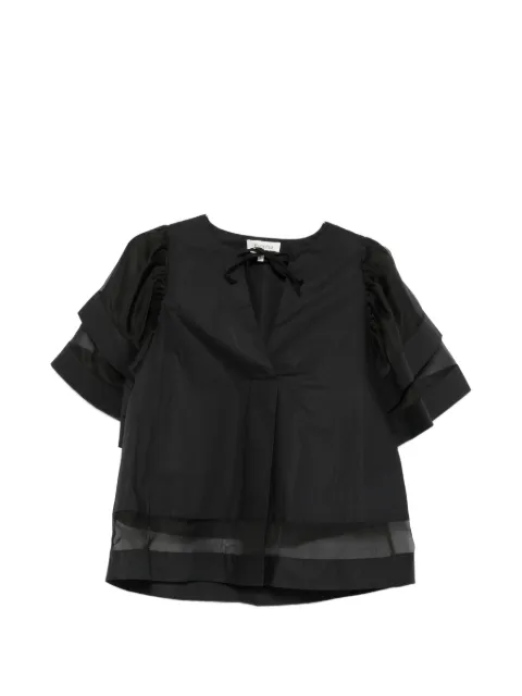 PSOPHIA blusa con paneles transparentes y mangas a capas