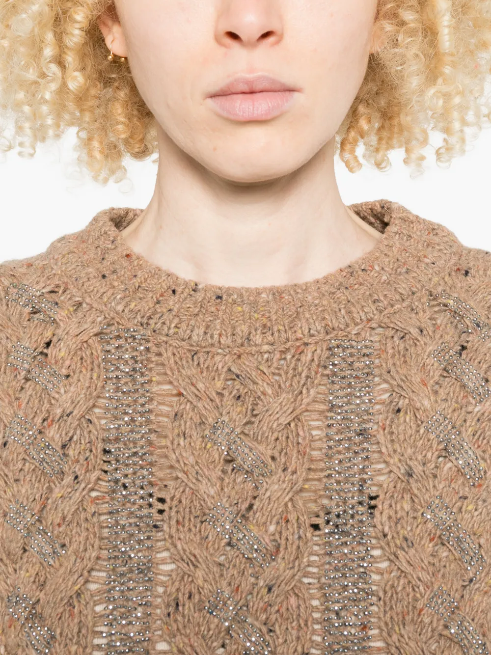 PINKO Kabelgebreide trui Beige