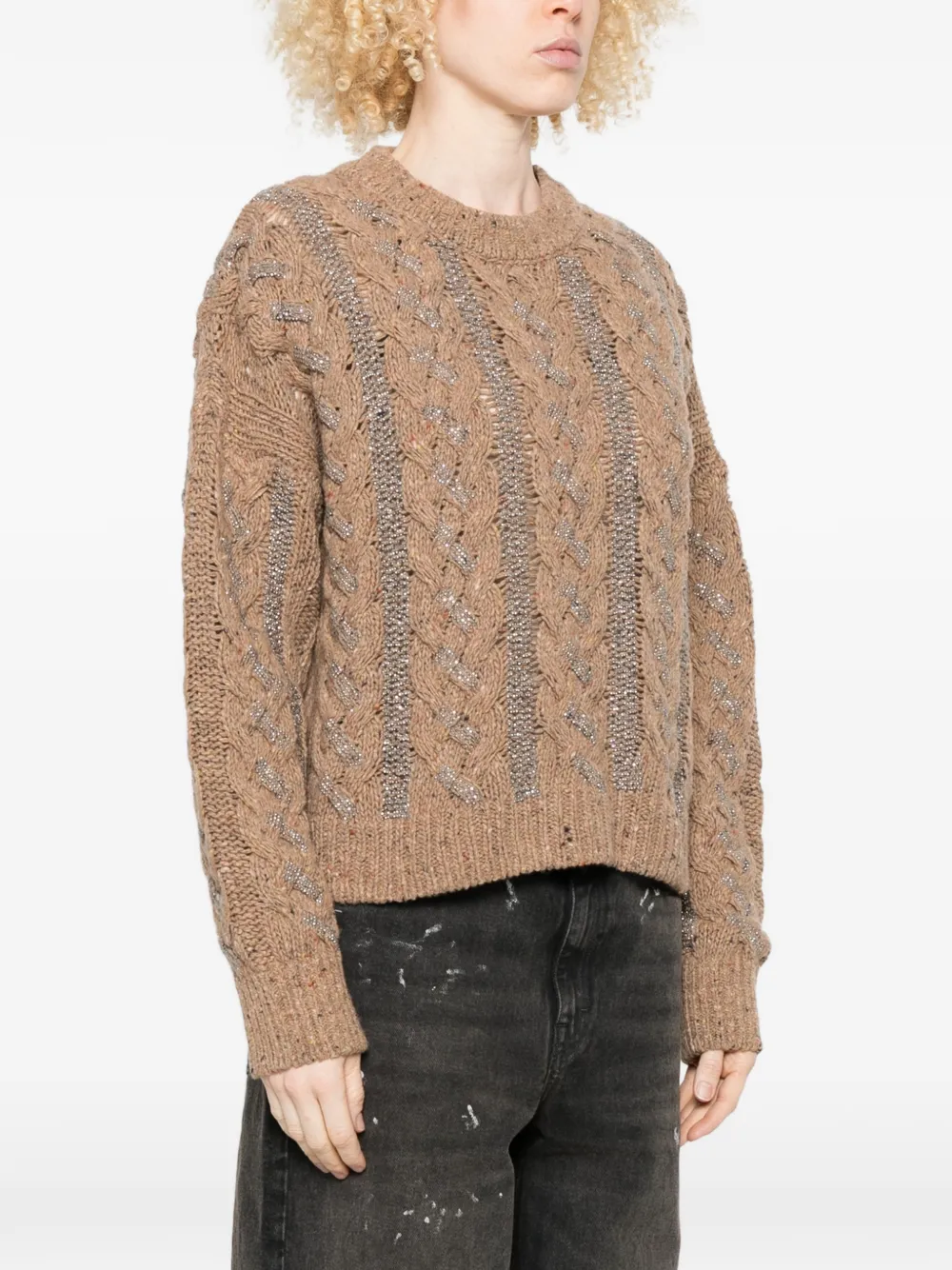 PINKO Kabelgebreide trui Beige