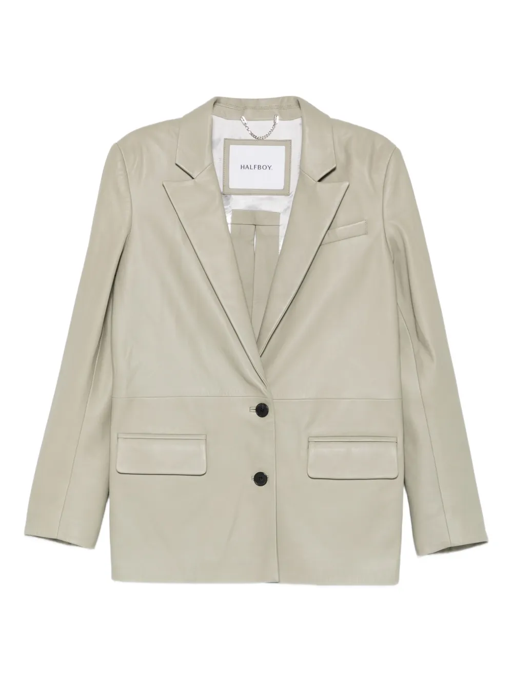 Halfboy button leather jacket | Green | Image 1